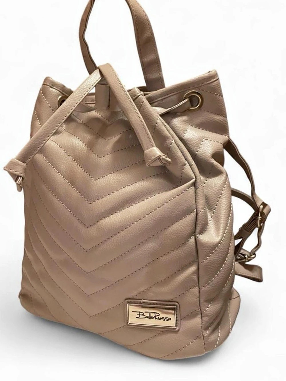 Bella Russo Quilted Backpack in grey Like New